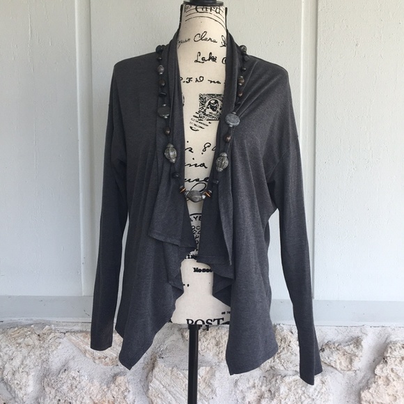 Sweaters - Lightweight charcoal grey waterfall shrug